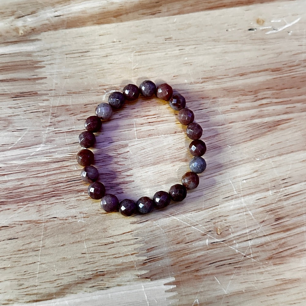 Faceted Natural Stone Beaded Stretch Bracelet Earth Tone